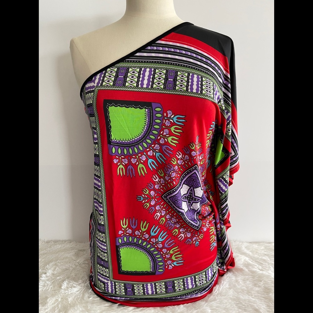Cyn Cynthia Mehra Multi Colorful Boho Blouse OSFA